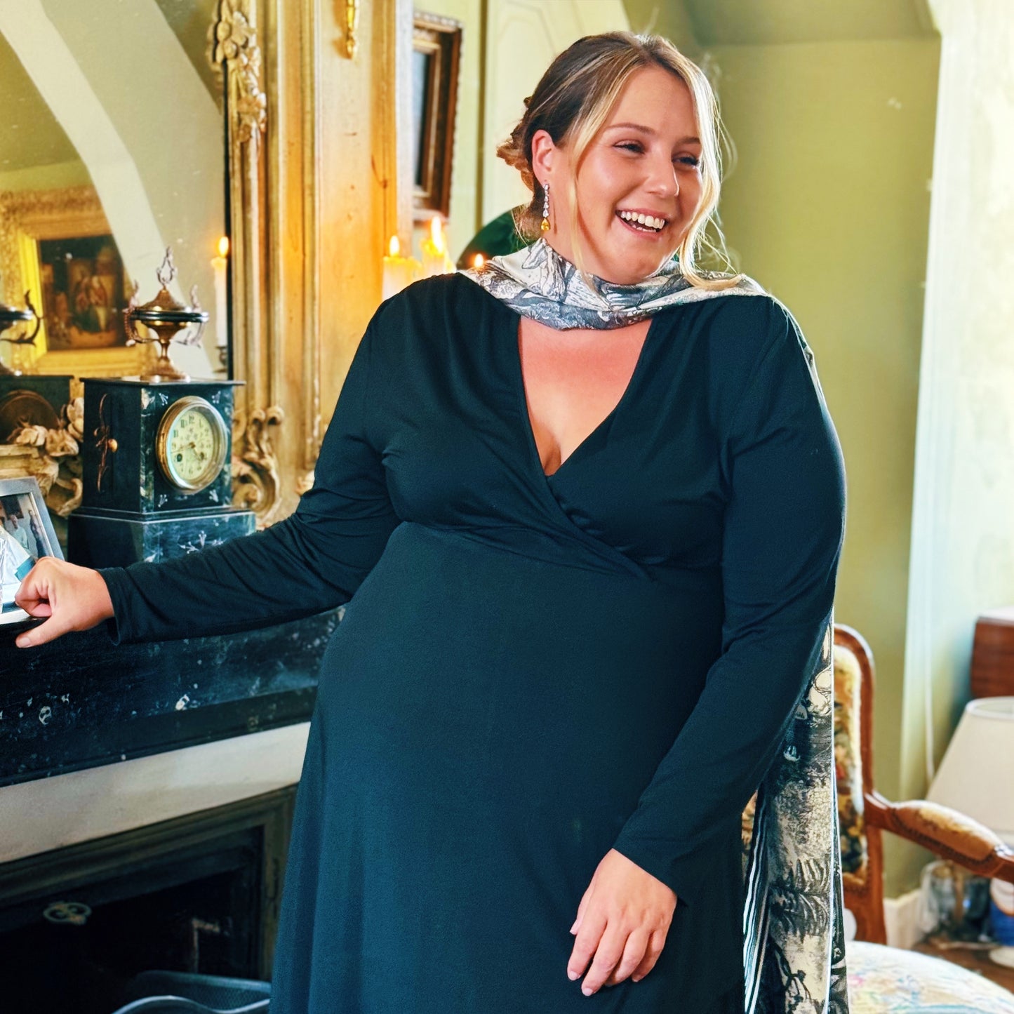 Love & Friendship Large Silk Scarf in Charcoal *PRE-ORDER*