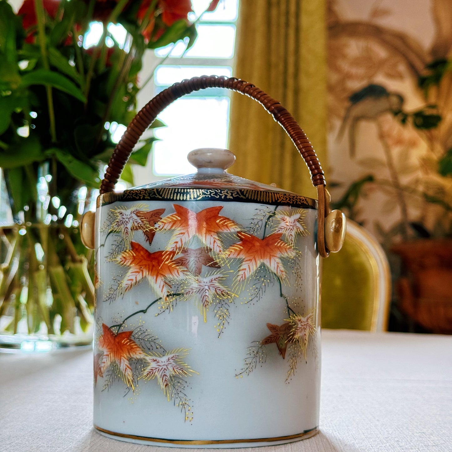 Hand-painted Japanese Milk Jug, Sugar Bowl & Lidded Pot