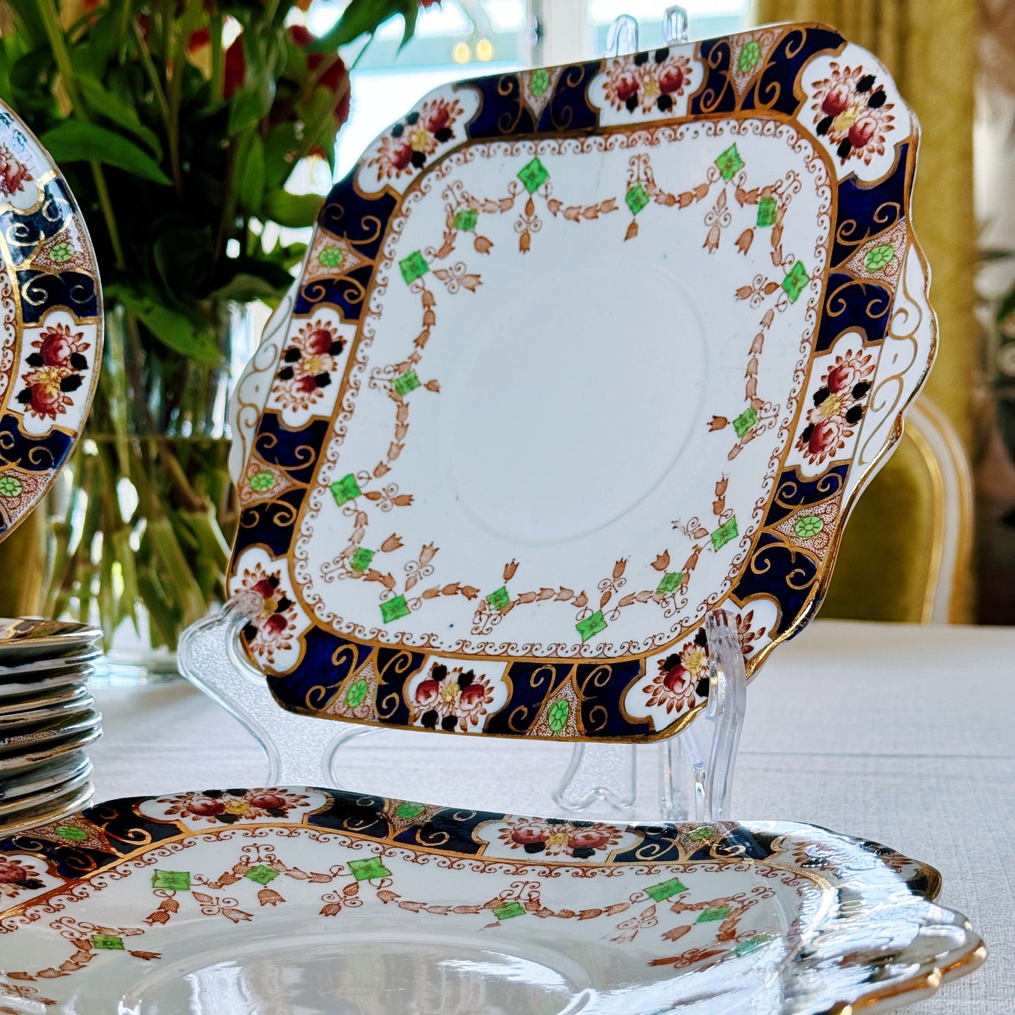 English Set of Twelve Cake Plates & Two Cake Platters