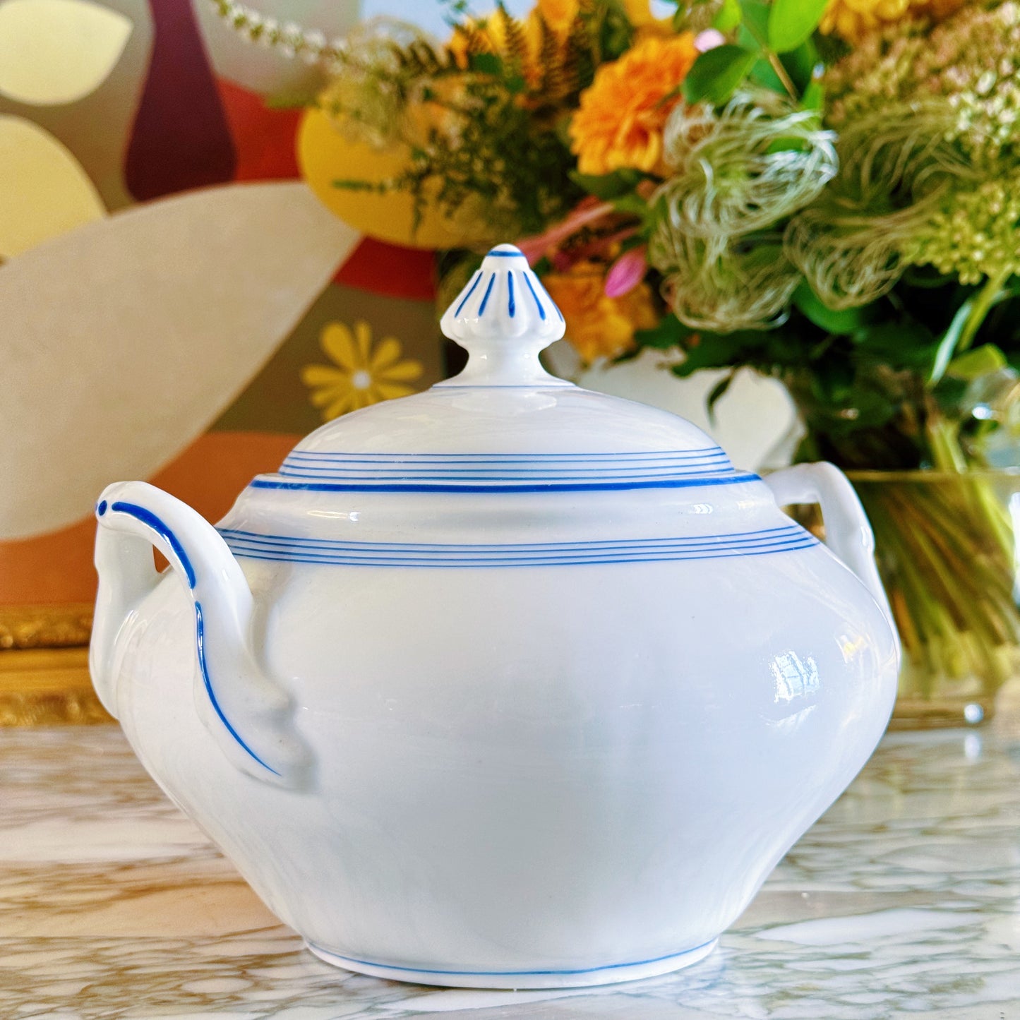 Large Hand-painted Sugar Bowl