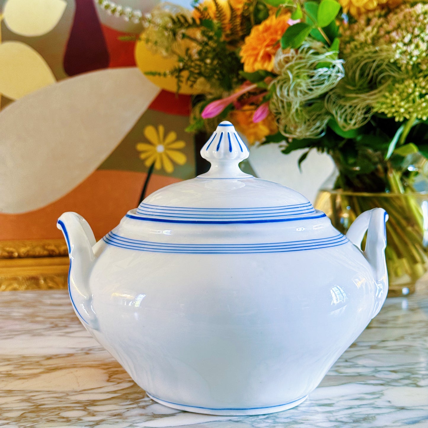 Large Hand-painted Sugar Bowl