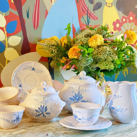 Hand-painted French Pink Tea Set for Four