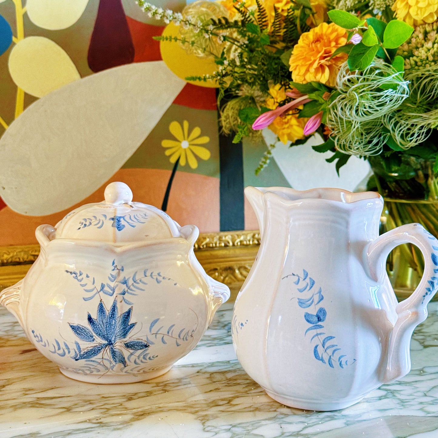 Hand-painted French Pink Tea Set for Four