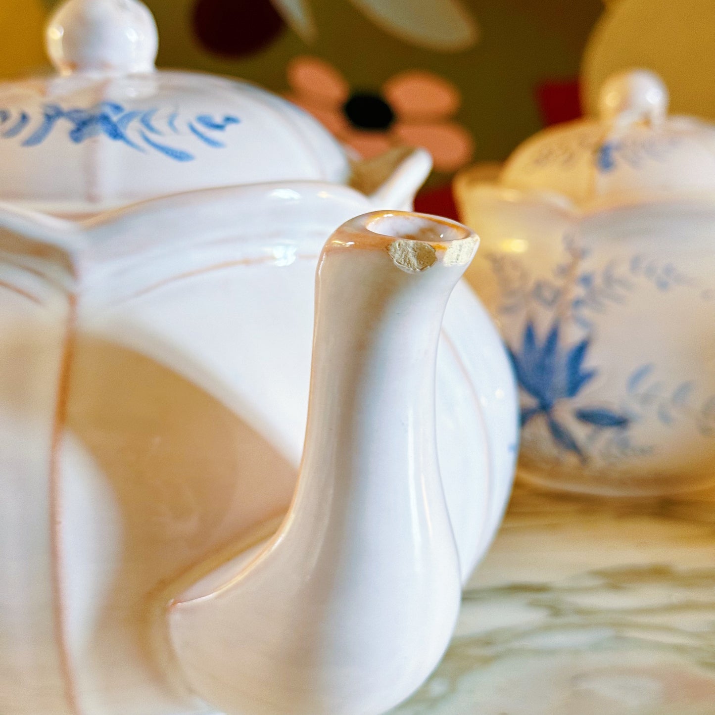 Hand-painted French Pink Tea Set for Four