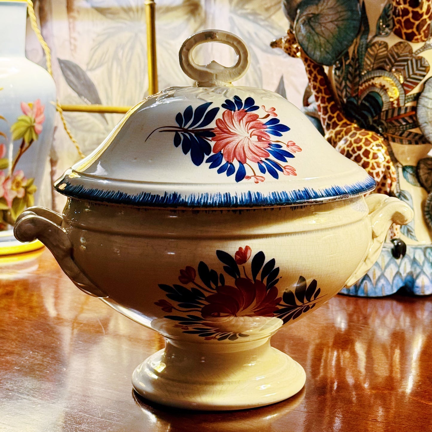 Hand-painted French Lidded Tureen by Gien