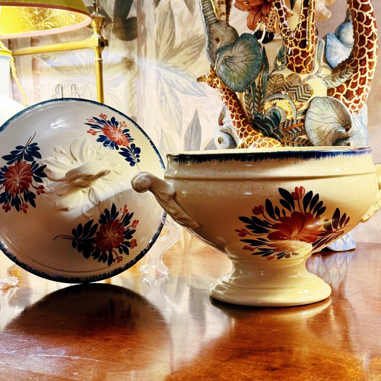 Hand-painted French Lidded Tureen by Gien